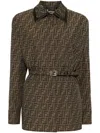 Fendi Women Canvas Single-breasted Jacket In Brown