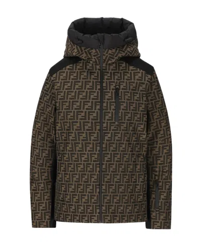 FENDI FENDI FF MOTIF ZIP-UP HOODED JACKET