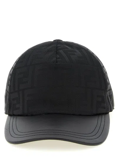 Fendi Ff Jacquard Cap In Black