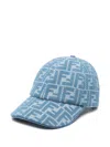 Fendi Light Blue Ff Canvas Baseball Cap In Blue