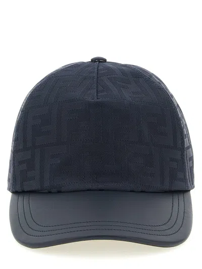 Fendi Ff Jacquard Cap In Blue