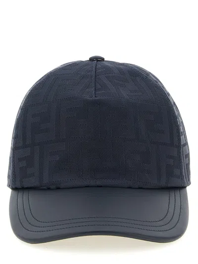 Fendi Ff Jacquard Cap In Blue