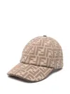 Fendi Beige Ff Canvas Baseball Cap In Brown