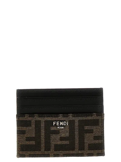 Fendi Ff Jacquard Card Case In Black