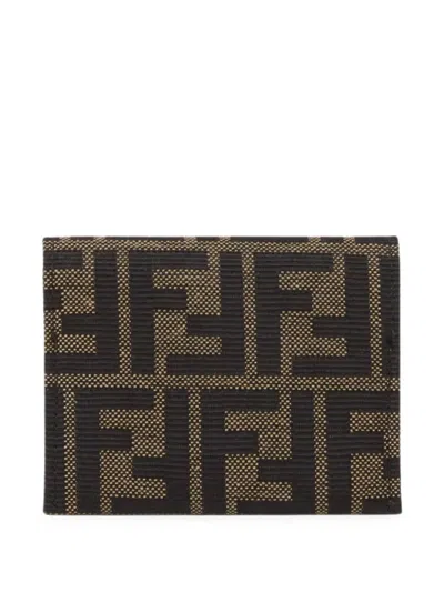 Fendi Ff Jacquard Card Case In Brown