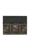 Fendi Ff Jacquard Card Holder In Green