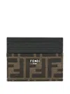 Fendi Ff Jacquard Fabric Card Holder Accessories In Brown