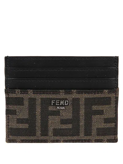 Fendi Ff Jacquard Card Holder In Black