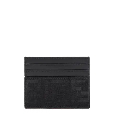 Fendi Ff Jacquard Card Holder In Black