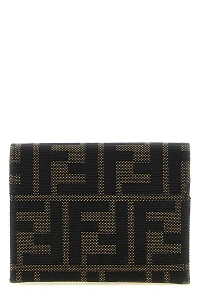 Fendi Ff Jacquard Card Holder In Brown