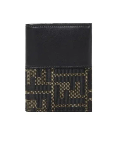 Fendi Ff Jacquard Card Holder In Black