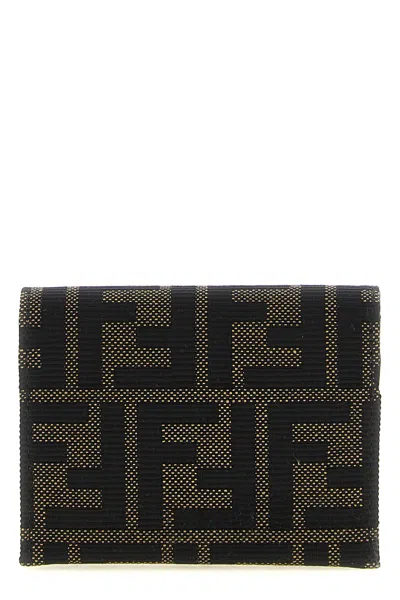 Fendi Ff Jacquard Cardholder In Braun