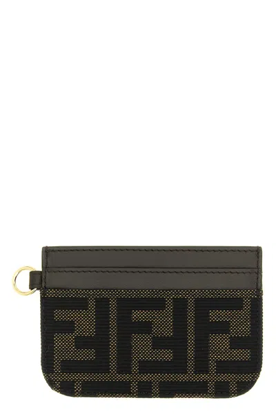 Fendi Ff Jacquard Cardholder In Braun