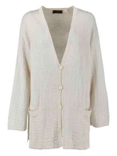 Pre-owned Fendi Ff-jacquard Cardigan