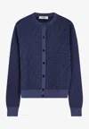 Fendi Ff Jacquard Crewneck Buttoned Cardigan In Blue