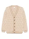 Fendi Ff-jacquard Cardigan In Neutrals