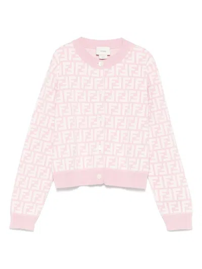 Fendi Kids' Ff-jacquard Cardigan In Pink
