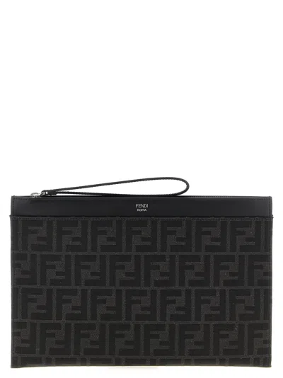 Fendi Ff Jacquard Clutch Black