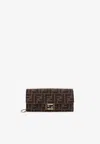 Fendi Ff Jacquard Continental Chain Clutch In Brown