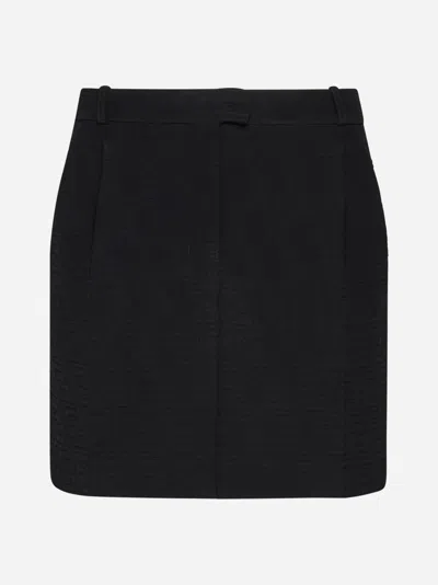 Fendi Ff Padded Silk Blend Mini Skirt In Black