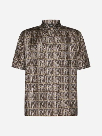 Fendi Ff Jacquard Cotton Shirt In Multicolour