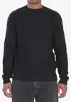 Fendi All Over Knit Round Neck Long Sleeves In Black