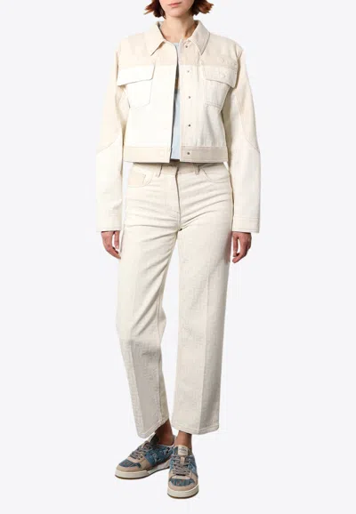 Fendi Ff Jacquard Cropped Denim Jacket
