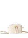 Fendi Vanity Handbag Adjustable Strap Embossed Pattern Top Handle In White
