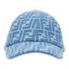 Fendi Ff Jacquard Denim Baseball Cap In Blue