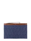 Fendi Ff Jacquard Denim Clutch In Blue