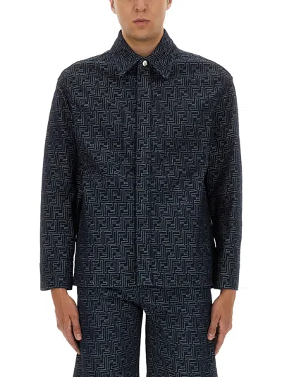 FENDI FF JACQUARD DENIM SHIRT