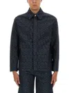 Fendi Giubbino In Denim Ricamato Uomo In Blue