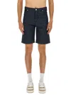 Fendi Ff Jacquard Denim Shorts In Black