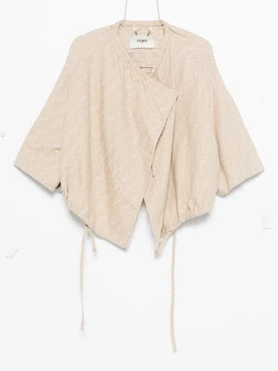 FENDI FF-JACQUARD DRAWSTRING JACKET
