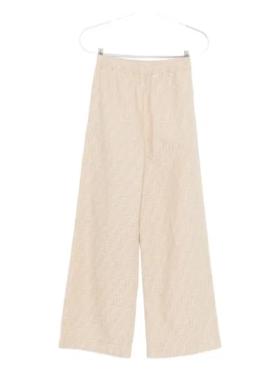 Fendi Ff-jacquard Elasticated-waist Trousers In Neutral