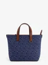 Fendi Structured Cotton Ff Shopping Bag With Leather Accents In Gray