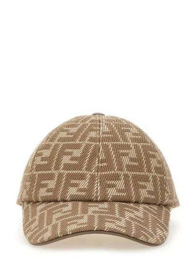Fendi Ff Jacquard Fabric Baseball Hat In Brown
