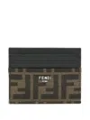 Fendi Ff Jacquard Fabric Card Holder Accessories In Brown