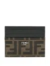 Fendi Ff Jacquard Fabric Card Holder Accessories In Brown