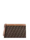 Fendi Rectangle Wrist Strap Clutch Bag In Brown