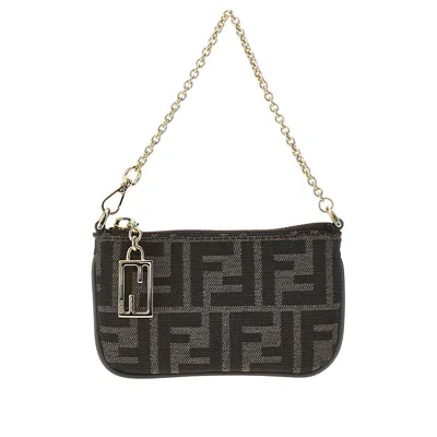 Fendi Ff Jacquard Fabric Mini Pouch In Brown