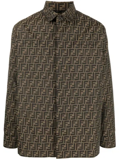 FENDI FF JACQUARD FABRIC SHIRT JACKET