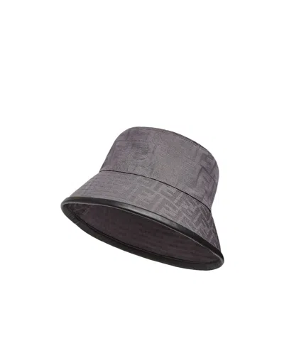 Fendi Ff Jacquard Fisherman Hat In Gray