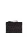 Fendi Men Grey Clutch With All-over Ff Motif In Fabric And Leather Man In Black