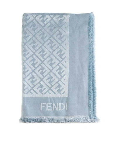 Fendi Ff Jacquard Frayed In Blue