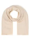Fendi Ff Jacquard Frayed-edge Scarf In Beige