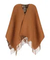 Fendi Ff Jacquard Fringed-edge Cape In Brown