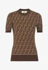 Fendi Women Ff Cotton Sweater In Brown