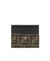 Fendi Brown Ff Fabric Card Holder In Green