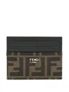 Fendi Ff Jacquard Fabric Card Holder Accessories In Brown